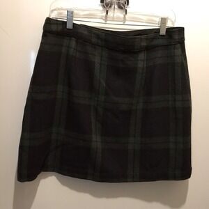 Abercrombie & Fitch NWT Green Black Plaid Skirt Size L 46" X 29" 2 Direction Zip